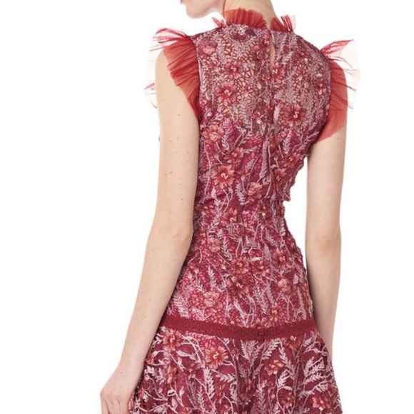 Monique Lhuillier Embroidered Mesh Cocktail Dress - Picture 3 of 15